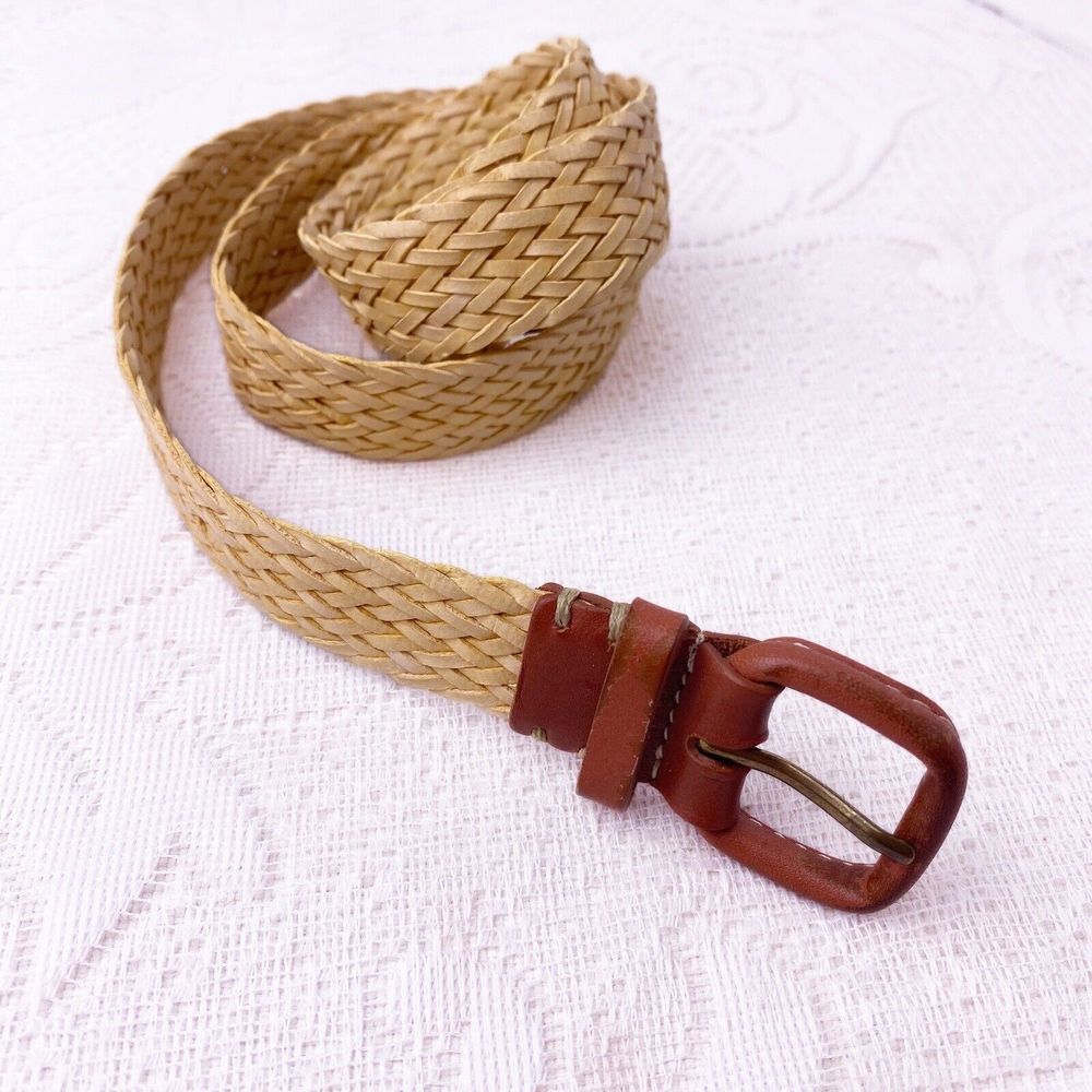 Braided Dress Belt Tan With Brown Buckle Women’s Size S 3/4 Inch